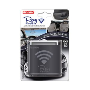 AROMATIZADOR REVY FRESH AUTO NUEVO- DISPOSITIVO DIFUSOR Y 1 AROMATIZANTE DE 7 G